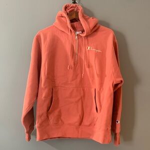 Champion Coral Half-Zip Hoodie Like New Size Large Thick Warm Cozy